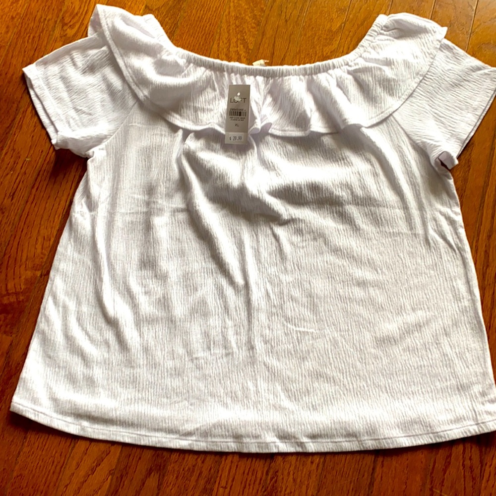 Loft White Flutter Cotton Top XL